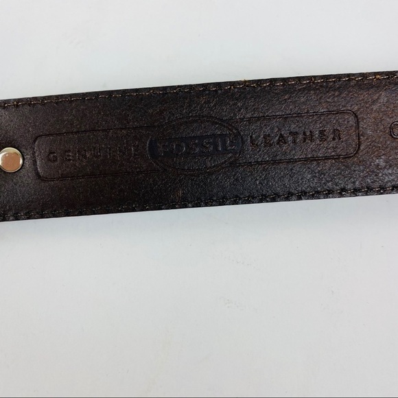 Fossil Brown Leather Belt w/Silver Details Size M - Picture 8 of 12